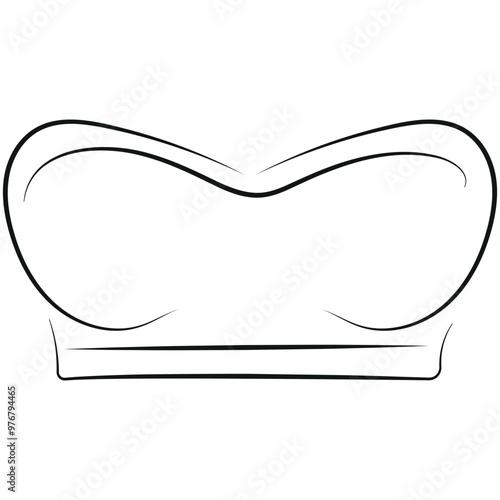 logo of women's underwear namely of a short top with push-up cups without straps, vector