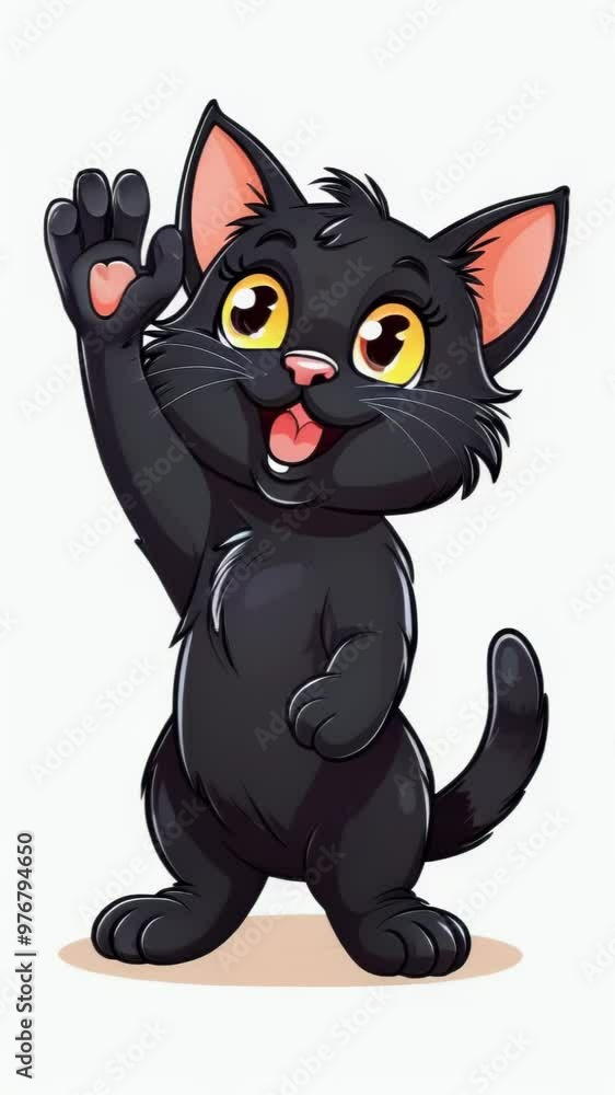 A cute kitten waves hello with a paw A cute kitten waves hello with a paw