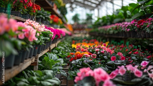 A flowery space including rows of leaves for selecting