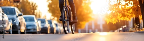 Cyclist Commuting Through V...
