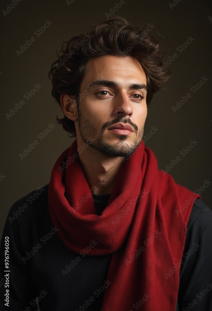 Fototapeta premium Portrait of an italian beautiful man with a scarf