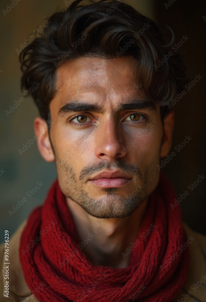 Portrait of an italian beautiful man with a scarf Portrait of an italian beautiful man with a scarf