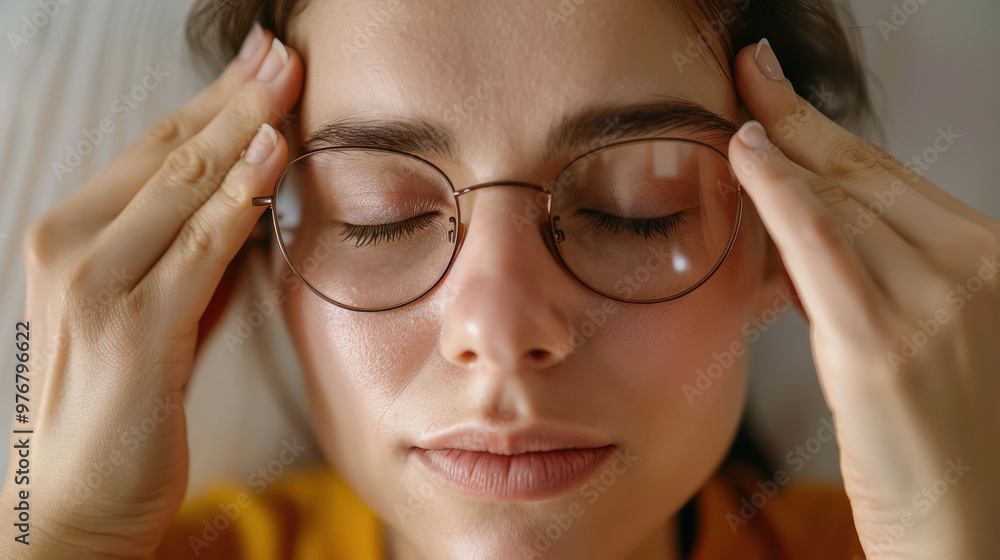 close of young woman suffering from headache close of young woman suffering from headache