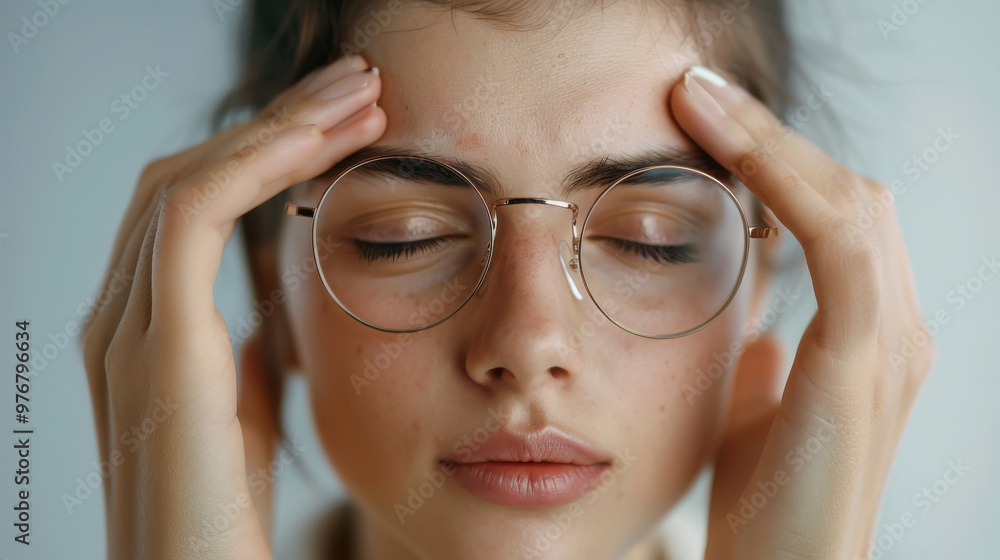 close of young woman suffering from headache close of young woman suffering from headache