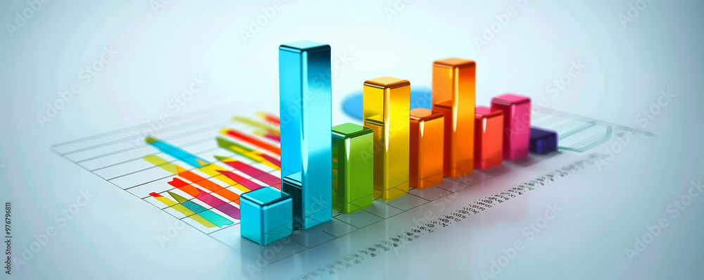 Colorful 3D Bar Graph on White Background Colorful 3D Bar Graph on White Background