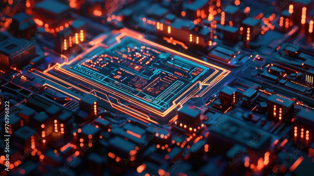 Obraz premium Circuit Board Glowing.