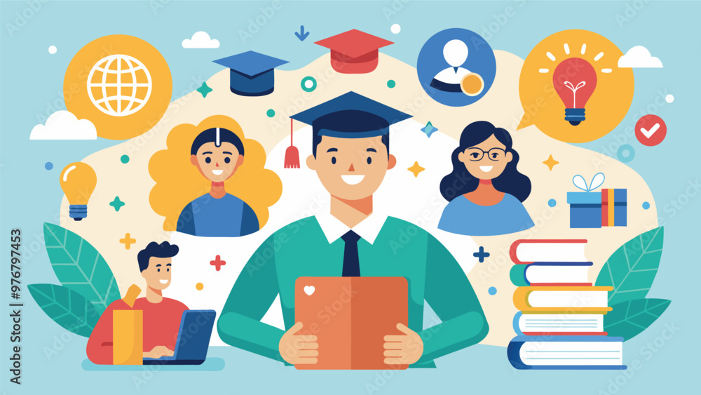 Educational and self development concept illustration Educational and self development concept illustration