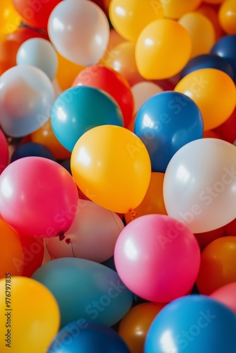 Wallpaper Mural A bunch of colorful balloons in a pile. The balloons are of different colors and sizes. Concept of fun and celebration, as the balloons are often associated with parties and special occasions Torontodigital.ca