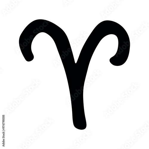 Hand drawn aries zodiac sign Esoteric symbol doodle Astrology clipart Element for design