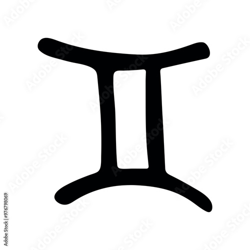 Hand drawn gemini zodiac sign Esoteric symbol doodle Astrology clipart Element for design