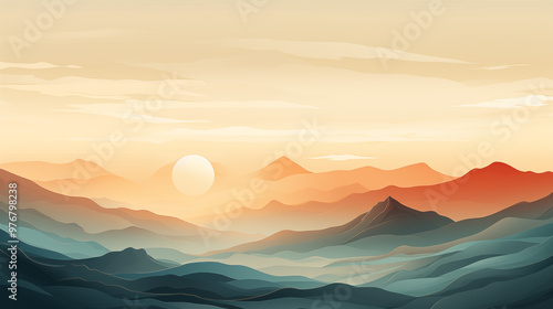  mountains landscape. landscape in watercolor style