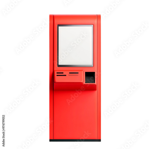 A bright red vending machine with a blank display, ideal for modern commercial or retail settings.