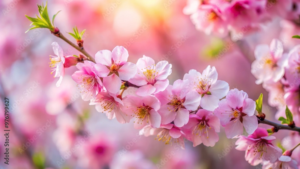 Tendrils of pink fragility sway in the breeze, releasing sweet scents into the air as the blurred background Tendrils of pink fragility sway in the breeze, releasing sweet scents into the air as the blurred background