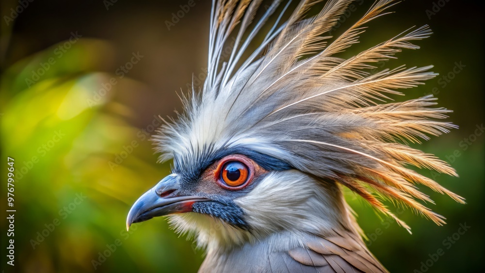 The American crested bird boasts a striking crest resembling a Mohawk, its feathers a vibrant green with vibrant The American crested bird boasts a striking crest resembling a Mohawk, its feathers a vibrant green with vibrant