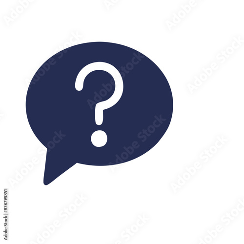 Dark speech bubble icon with question mark on gray background