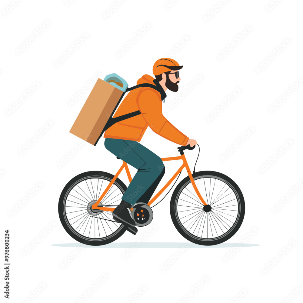 A man delivering a parcel on bike A man delivering a parcel on bike