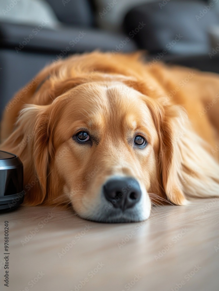 Dog lying next to remote control Dog lying next to remote control