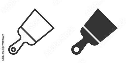 Minimalist putty knife icon in outline and solid styles. Ideal for construction, DIY, or renovation tools. Vector illustration.
