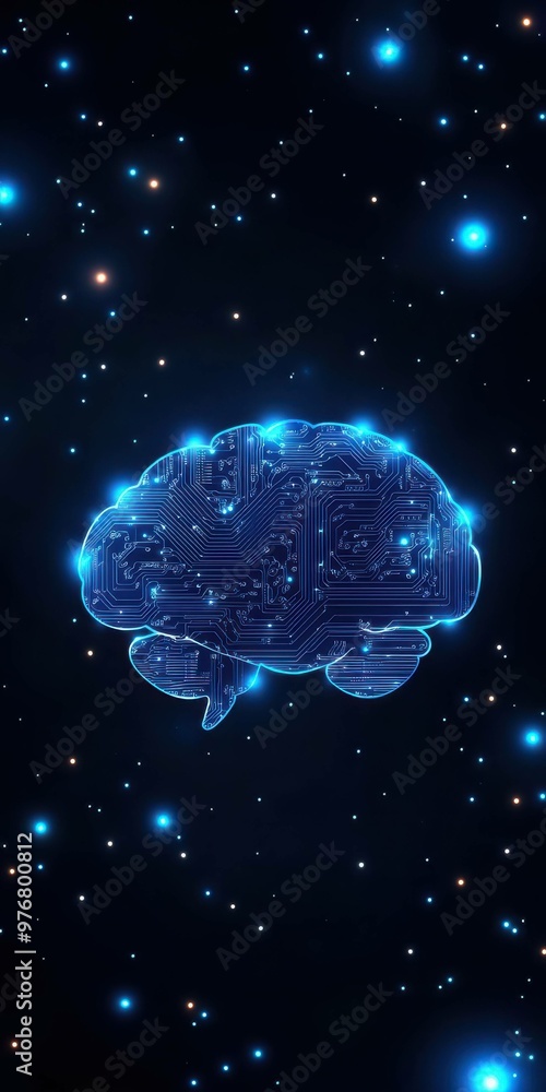 A glowing blue digital brain in a starry space setting, symbolizing creativity, intelligence, and cognitive science. A glowing blue digital brain in a starry space setting, symbolizing creativity, intelligence, and cognitive science.