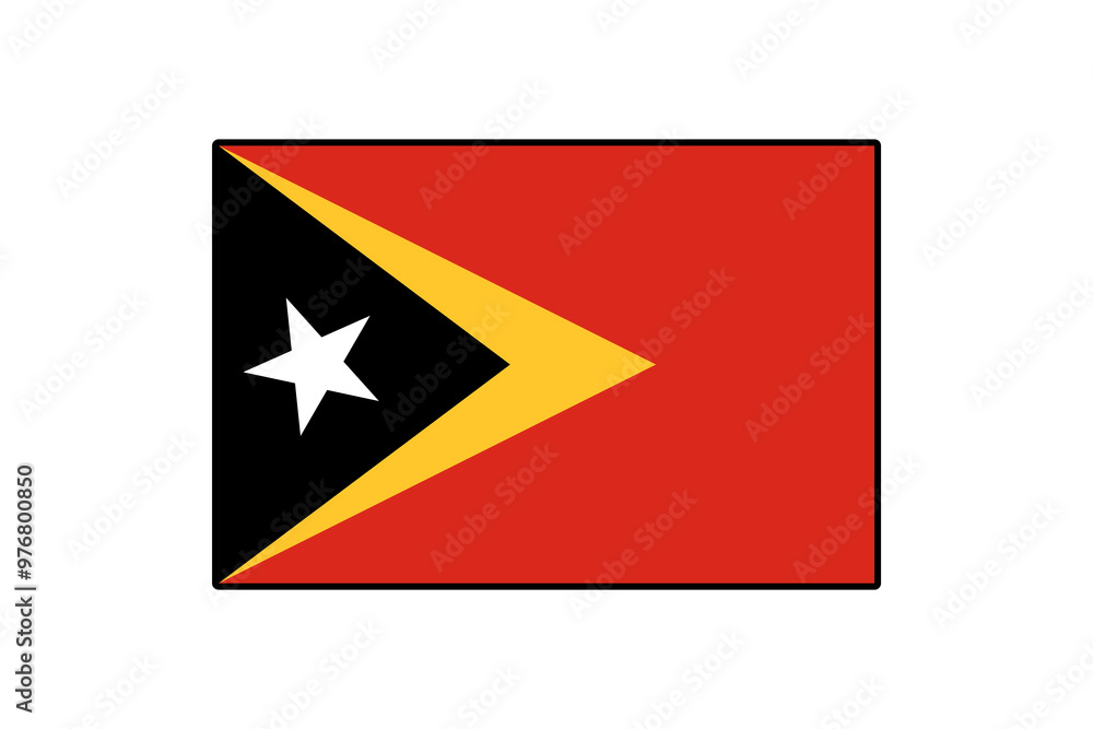 The flag of East Timor features a vibrant design with a black triangle, red background, and yellow elements. A white star is prominently displayed, representing national pride and identity. The flag of East Timor features a vibrant design with a black triangle, red background, and yellow elements. A white star is prominently displayed, representing national pride and identity.