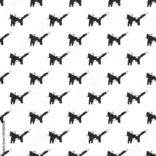 Seamless pattern with cat doodle for decorative print, wrapping paper, greeting cards, wallpaper and fabric