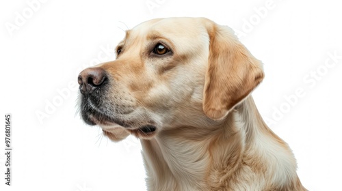 An emotional support dog with a calm demeanor isolated on a transparent background.