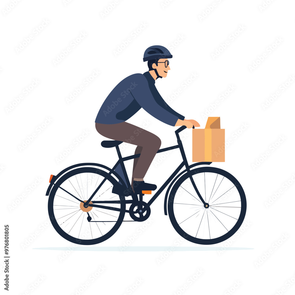 A man delivering a parcel on bike A man delivering a parcel on bike