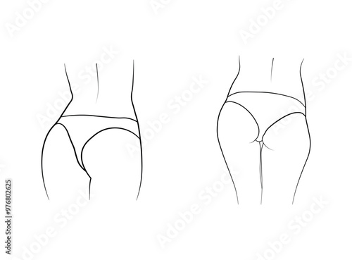 woman ass butt black and white hand drawing