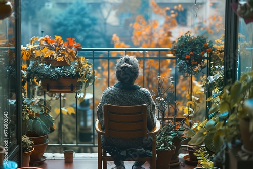 Person Tending to Flower Pots on a Home Balcony