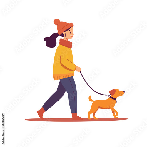 Woman walking a dog