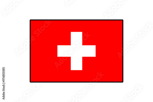 The flag features a bold red background with a prominent white cross at the center. It symbolizes Switzerland and represents its identity, culture, and neutrality.