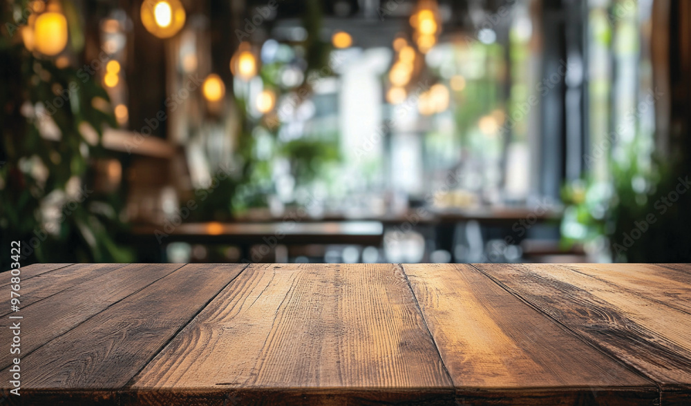 Warm Industrial Cafe Ambience with Natural Wooden Table Focus generate AI Warm Industrial Cafe Ambience with Natural Wooden Table Focus generate AI