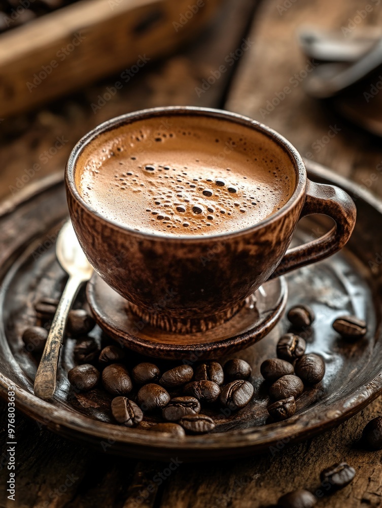 Coffee on Saucer with Beans Coffee on Saucer with Beans
