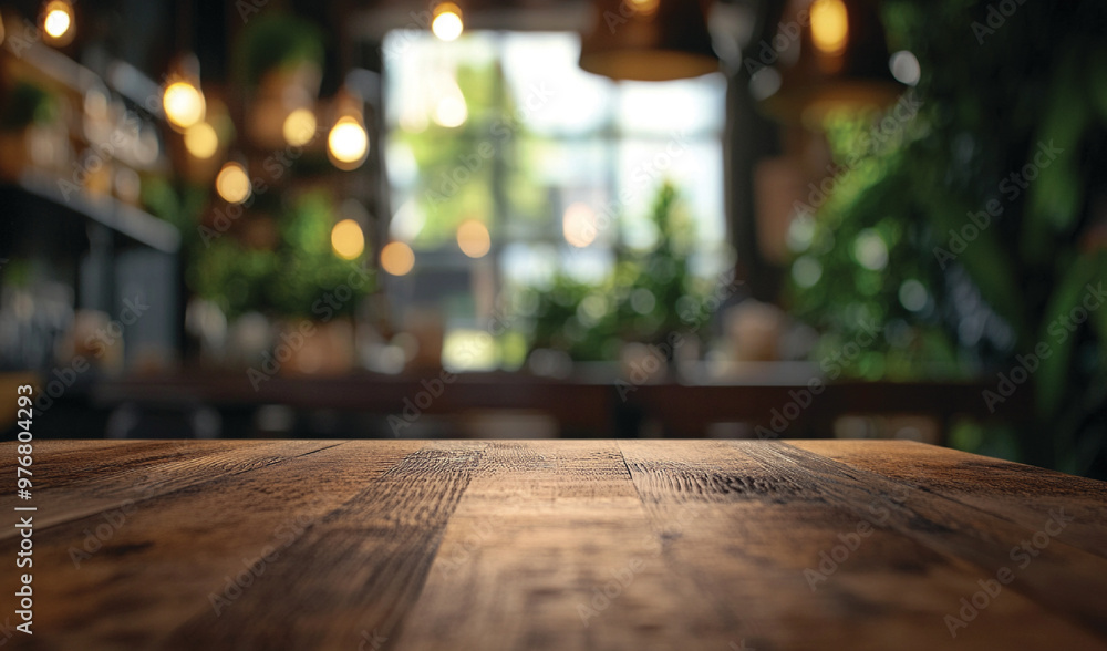 Warm Industrial Cafe Ambience with Natural Wooden Table Focus generate AI Warm Industrial Cafe Ambience with Natural Wooden Table Focus generate AI