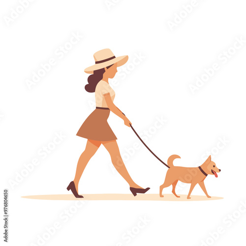 Woman walking a dog