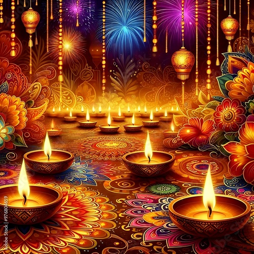 Happy Diwali background illustration photo