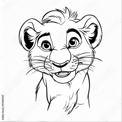 Kids Coloring Page: Happy Lion Cub