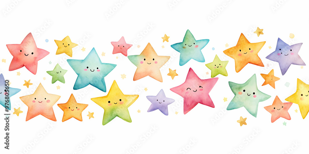 Watercolor of cute star elements on white background for decoration, watercolor,cute, stars, elements, white background Watercolor of cute star elements on white background for decoration, watercolor,cute, stars, elements, white background