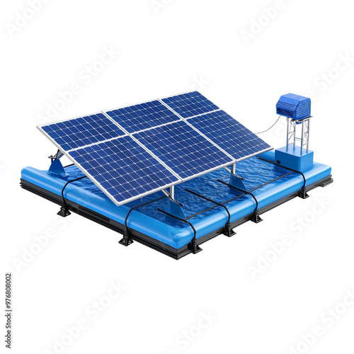 Solar powered floating platform for water pumping and energy generation photo