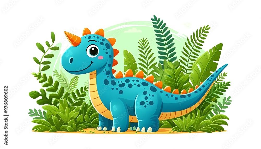 A Cartoon Drawing of a Cute Dinosaur A Cartoon Drawing of a Cute Dinosaur