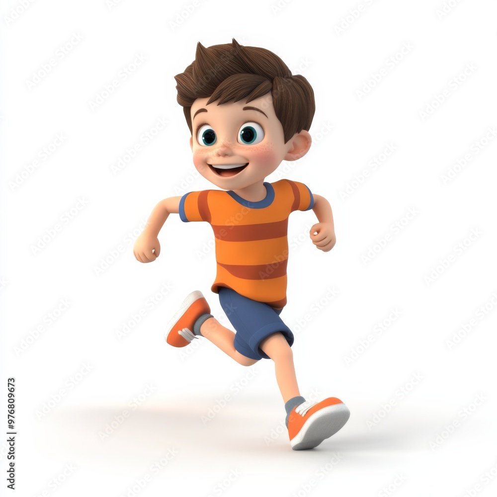 3d cartoon child running and playing 3d cartoon child running and playing