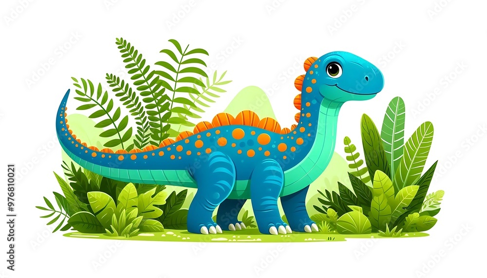 Fototapeta premium A Cartoon Drawing of a Cute Dinosaur