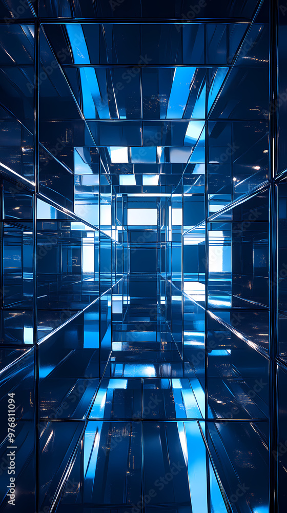 Obraz premium Three-dimensional blue data space world