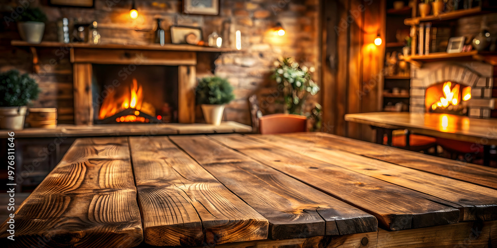 Rustic wooden table in a cozy interior setting, wood, rustic, vintage, furniture, design, home decor, interior, farmhouse Rustic wooden table in a cozy interior setting, wood, rustic, vintage, furniture, design, home decor, interior, farmhouse