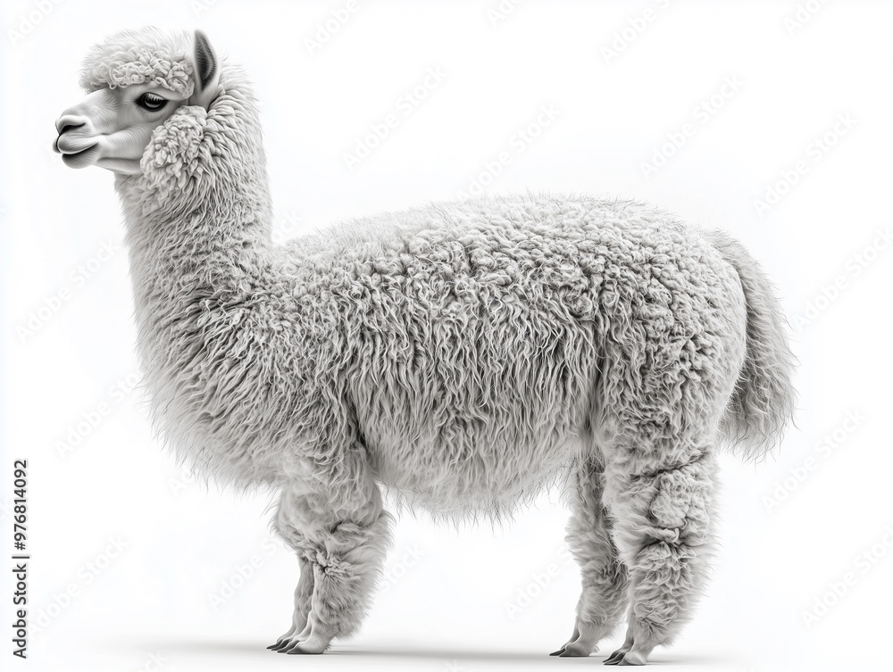 Fototapeta premium Lllama or alpaka isolated on white background