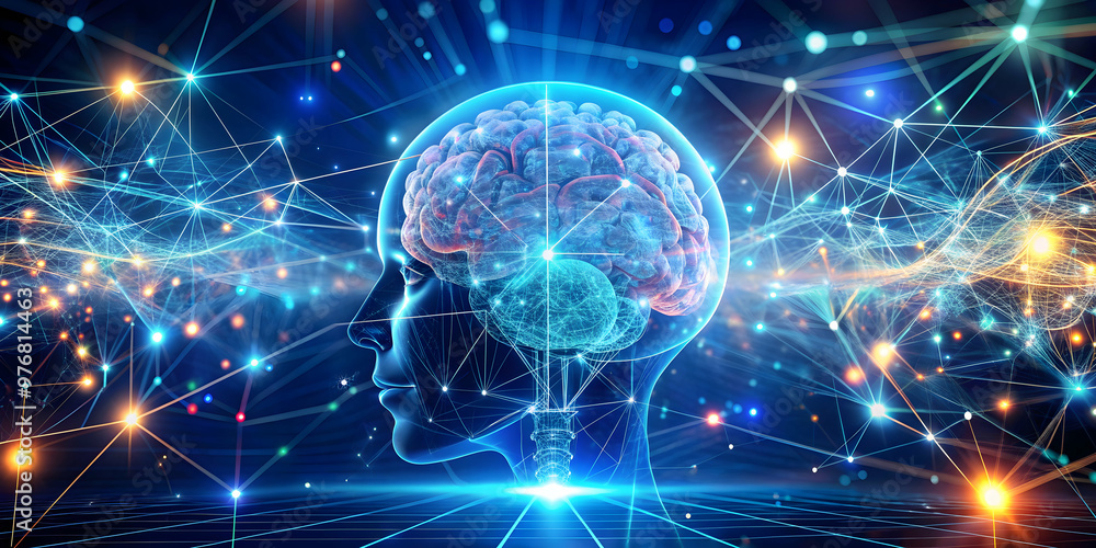 Digital Brain A futuristic concept representing artificial intelligence, neural networks Digital Brain A futuristic concept representing artificial intelligence, neural networks