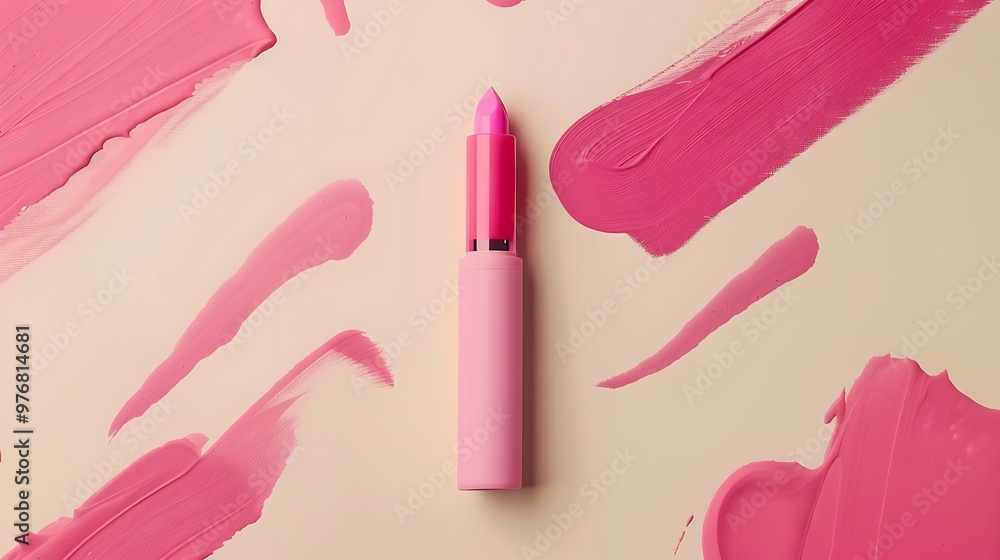 Obraz premium A mauve appear with a pink marker on a cream backdrop