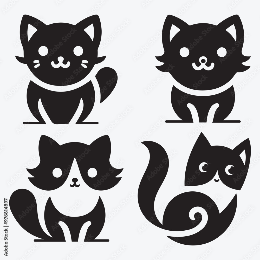 Cat Silhouette Bundle Clip Art Vector Illustration for Animal Lovers Cat Silhouette Bundle Clip Art Vector Illustration for Animal Lovers