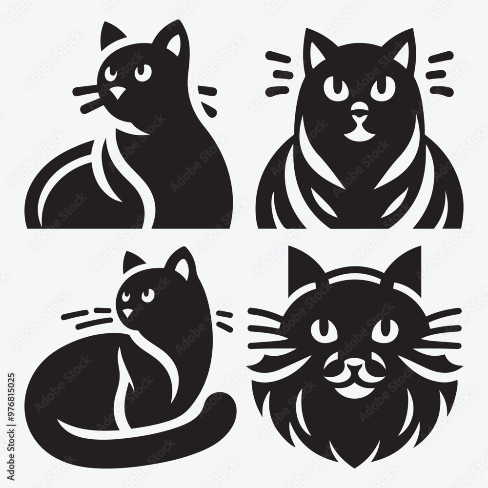 Cat Silhouette Bundle Clip Art Vector Illustration for Animal Lovers Cat Silhouette Bundle Clip Art Vector Illustration for Animal Lovers