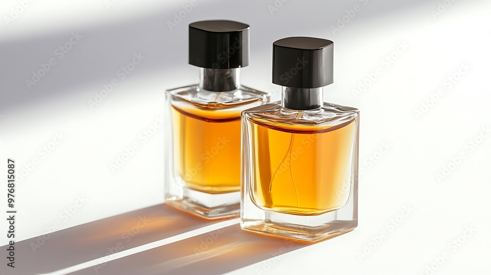 Two Perfume Bottles on a White Background Two Perfume Bottles on a White Background